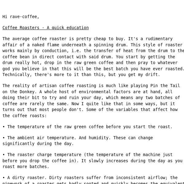 Rob's Blog | Coffee Roasters