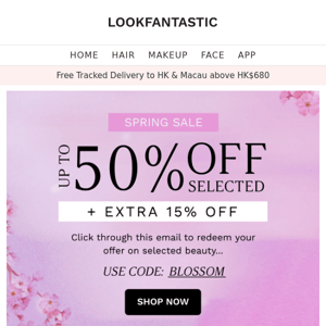 Spring Beauty Flash ⚡ Up To 50% Off + EXTRA 15% Off