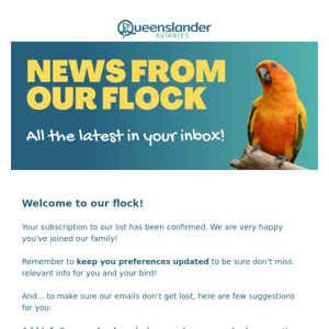 Queenslander Aviaries: Subscription Confirmed