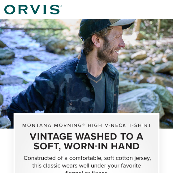 Orvis Men's Montana Morning High V-Neck Long-Sleeved T-Shirt