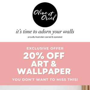 20% Off Art & Wallpaper -- You DON'T want to miss this!