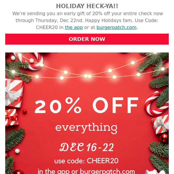 20% OFF EVERYTHING - HAPPY HOLIDAYS