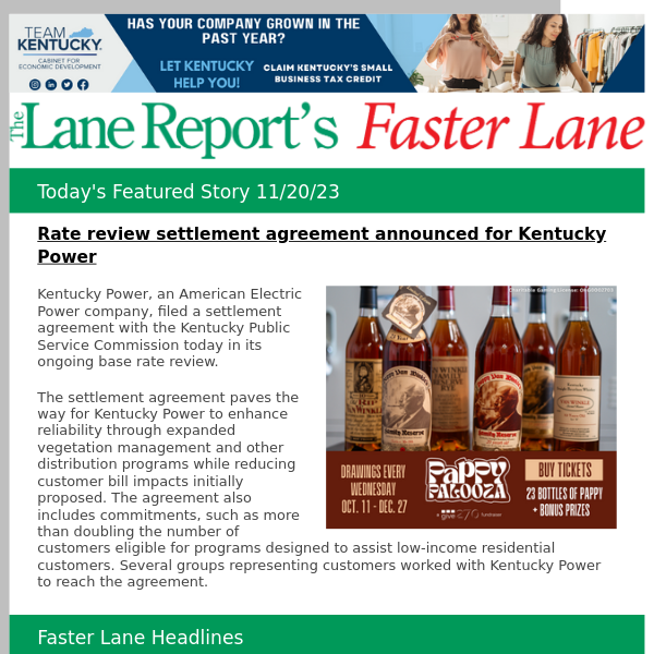 The Lane Report's Faster Lane: Rate review settlement agreement announced for Kentucky Power