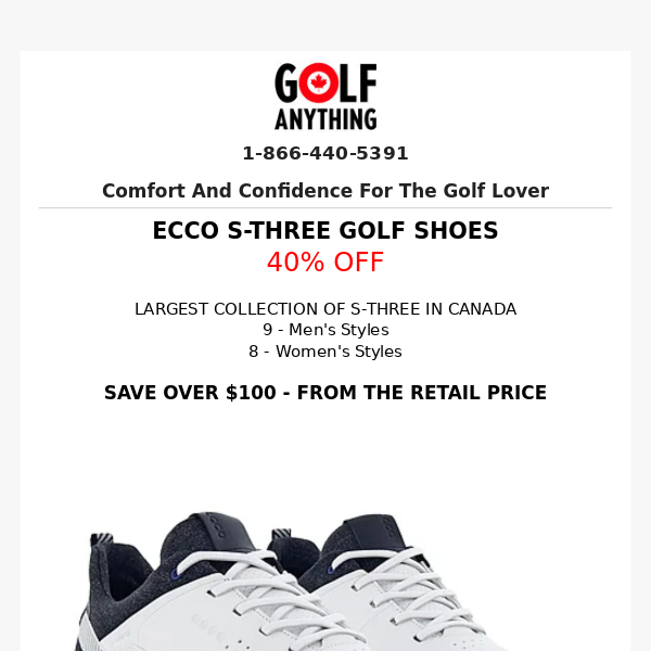 40% Off Ecco Gore-tex S-Three Golf Shoe on Sale