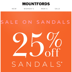 25% Off Sandals | Starts NOW