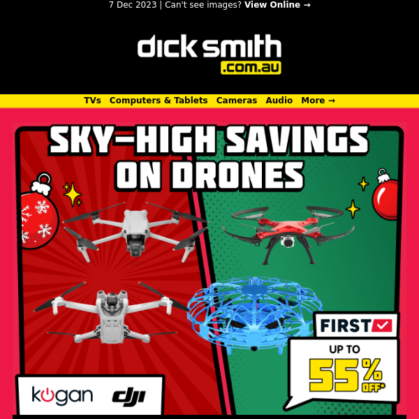 🎁 Christmas Sale: Kogan Viper-X 3 Drone with VR Headset $64.99 (SRP: $129.99) & More Sky-High Savings on Drones