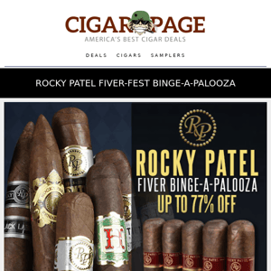 Rocky Patel fivers 77% off + Freebie