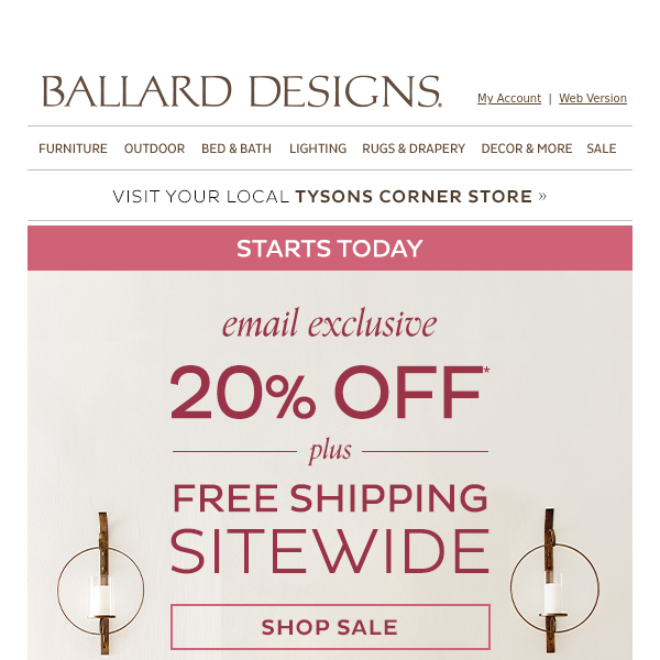 Email Exclusive: 20% off + free shipping sitewide