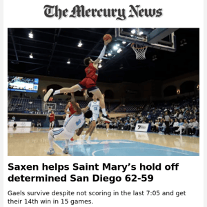 News Alert: Saxen helps Saint Mary’s hold off determined San Diego 62-59