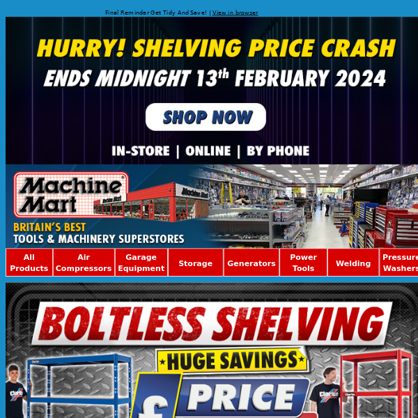 Final Reminder - Boltless Shelving Price Crash Ends Today! Save £££s