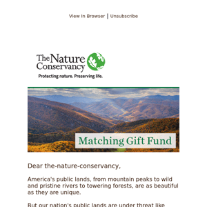 The Nature Conservancy, public lands need protecting