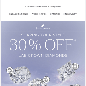 First.Time.Ever. 30% Off Lab Grown Diamonds