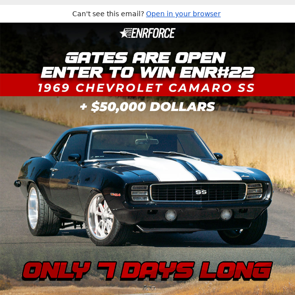 GATES OPEN - WIN this 69 Camaro SS + $50,000🔥