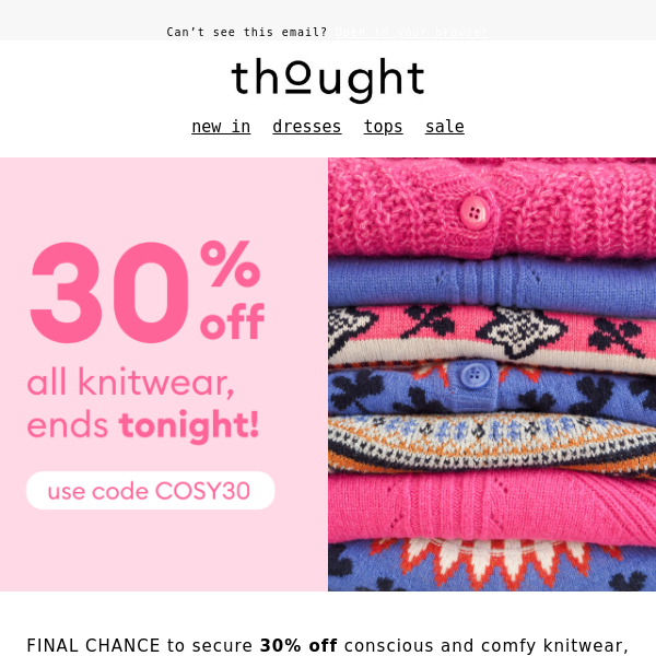 30% off cosy knits