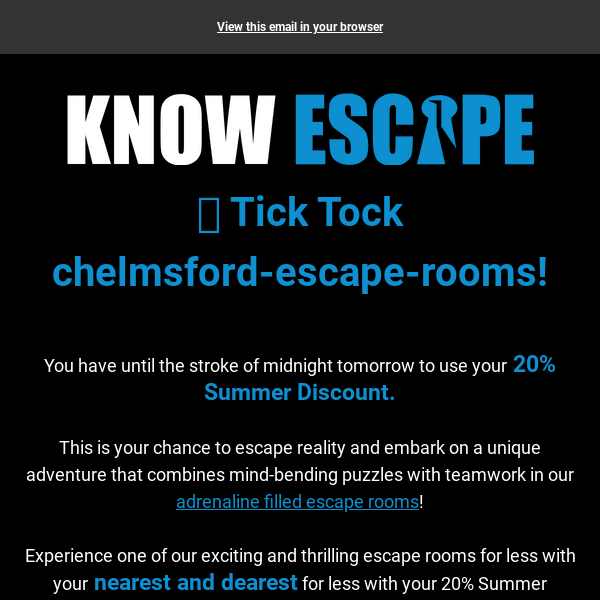 🔓 Make The Most Of Our 20% Off Discount Chelmsford Escape Rooms
