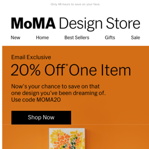 Email Exclusive! 20% Off One Design