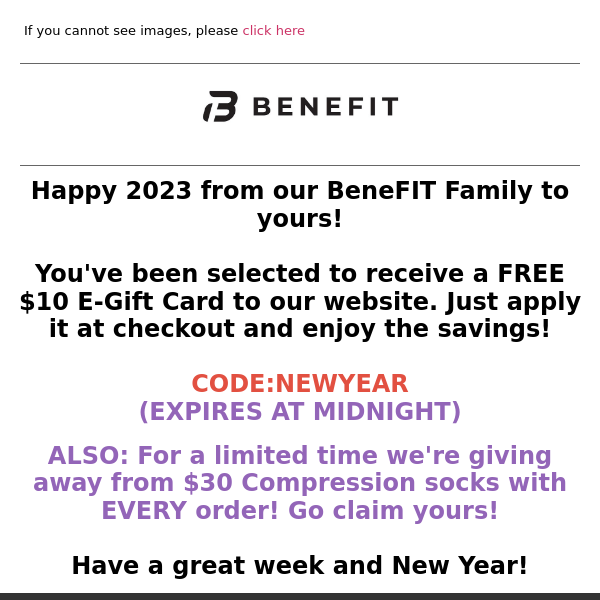 Re: Your BeneFIT E-Gift Card is inside! 🎉 Happy 2023!