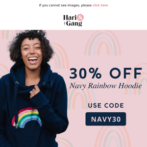 In the Navy! 30% Off Our Navy Rainbow Hoodie  🌈