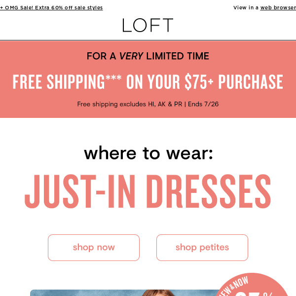 NEW dresses + FREE shipping on $75+