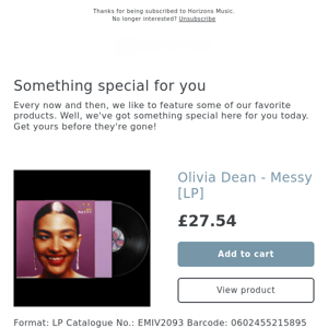 NEW! Olivia Dean - Messy [LP]