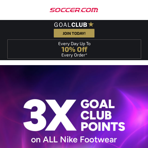 ⚽️ Don't Miss It! Earn 3x Goal Club Points On  Nike Cleats