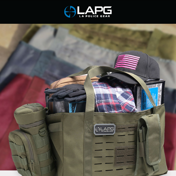 La Police Gear LAPG Molle Tactical Collapsible Tote Bag, Multiuse Bag, Reusuable Grocery Bag, Milspec Fabric Molle Bag - Black