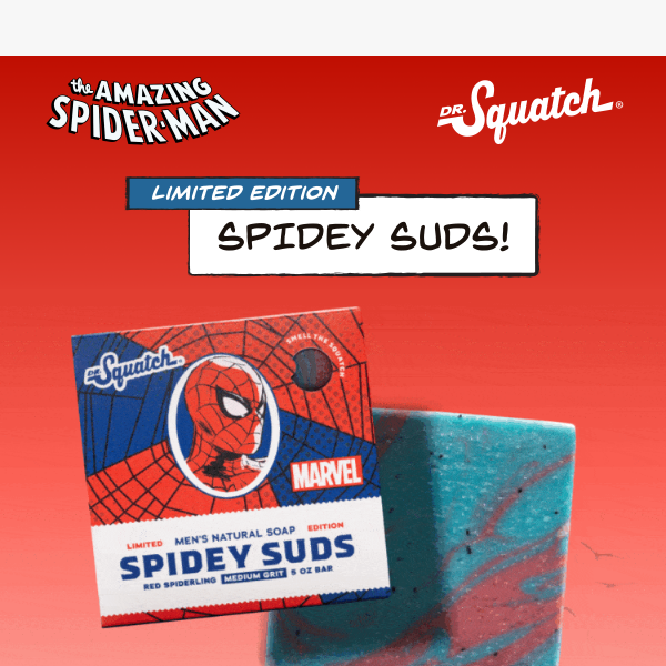 New Dr. Squatch SPIDER-MAN Spidey Suds Special Edition Bar With Free Burlap  Bag, Mini and Dr Squatch Sticker 