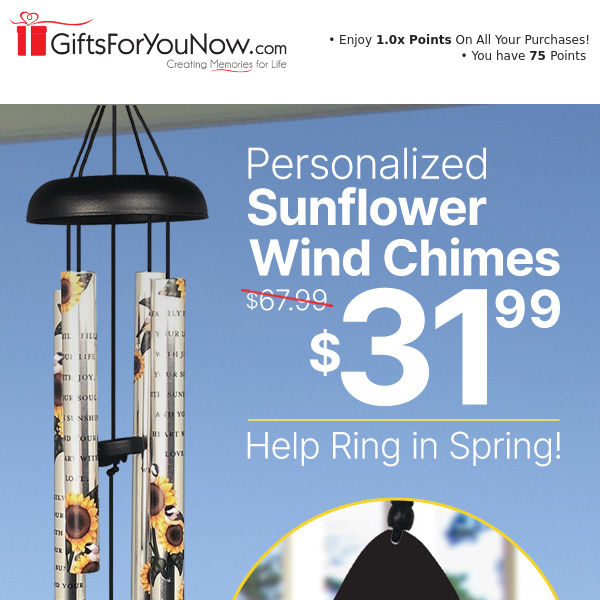 🌻$31.99 Personalized Sunflower Wind Chimes