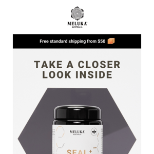 Meluka Australia, see what’s inside Seal+ Gut Nutrition powder.