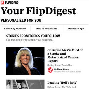 Your FlipDigest: stories from Entertainment, Military, Science and more