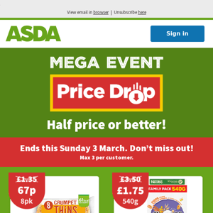MEGA Price Drops coming your way! Stay on budget with our range of food and household essentials