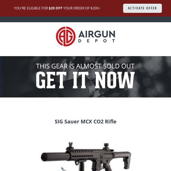 🔥 The SIG Sauer MCX CO2 Rifle is selling fast! Save $20 when you check out 🔥