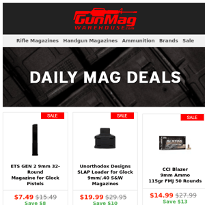 New Month, New Deals | ETS Glock 9mm 32rnd Mag $7.50