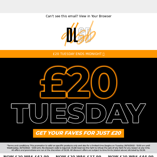 ⚠️ £20 Tuesday ⚠️ Your favourite promo is here!