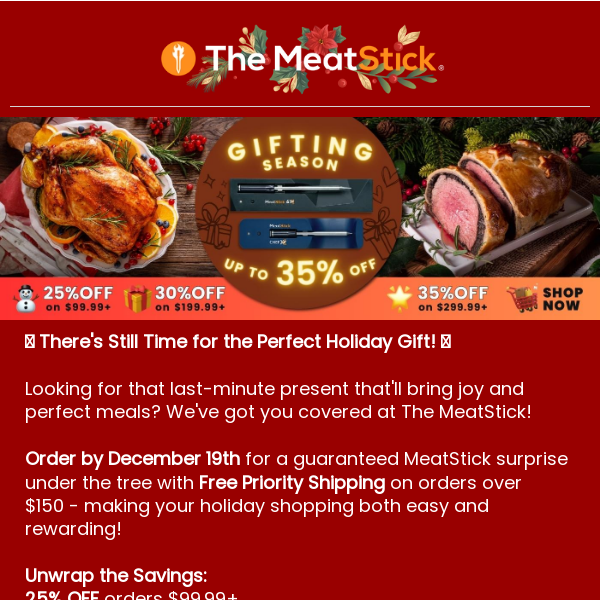 🎄 Last Chance for Holiday Delights: Free Shipping & Exclusive Discounts at The MeatStick!