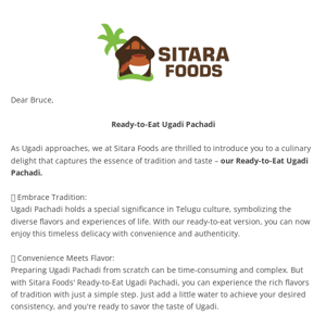 🎉 Sitara Foods Try Our Ready-to-Eat Ugadi Pachadi Today 🥳 Celebrate Ugadi with Authentic Flavor 🎉