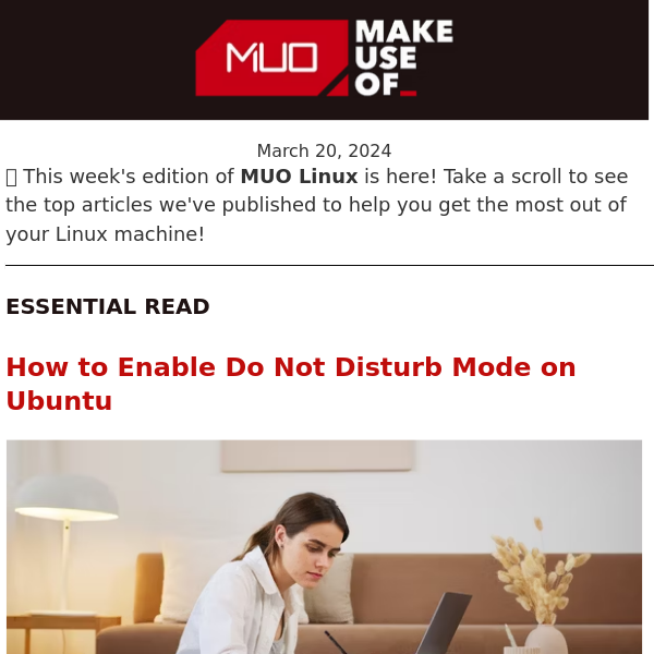 MUO Linux 🐧 Need to Focus on Work? Enable Do Not Disturb Mode on Ubuntu