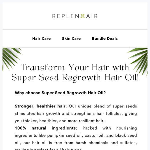 Replen Hair, 🌟 15% OFF: Regain Your Luscious Locks with Super Seed Regrowth Hair Oil! 🌱💇‍♀️