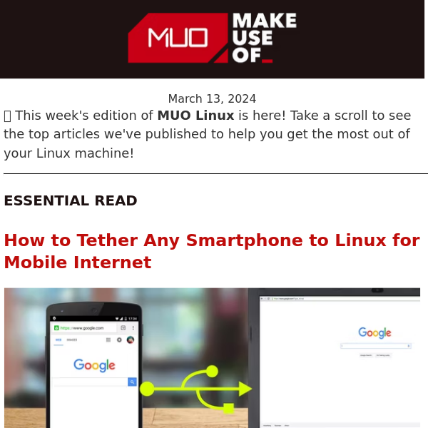 MUO Linux 🐧 No Wi-Fi or Ethernet? Use Your Mobile Internet on Your Linux PC
