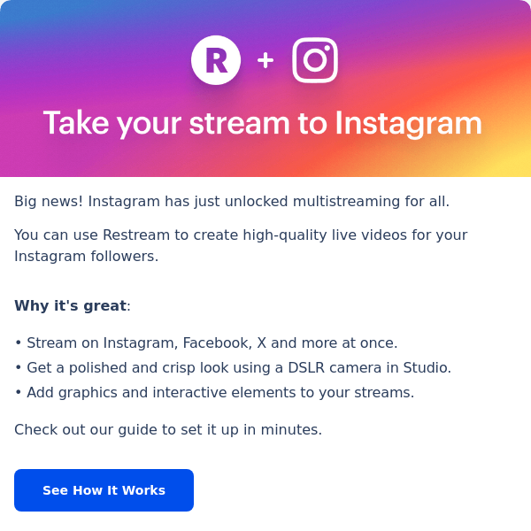 It’s official! You can now stream on Instagram with Restream.