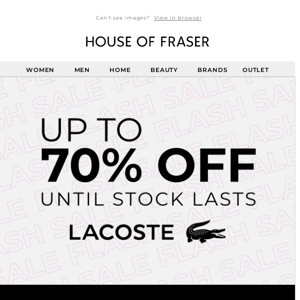 LACOSTE: Up to 70% off