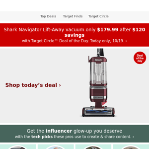 Save $120 on Shark Navigator Lift-Away vacuum. Today only!