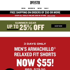 $55 FLASH SALE - Men’s Armachillo Shorts!