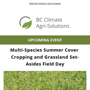 EVENT: Multi-Species Summer Cover Cropping and Grassland Set-Asides