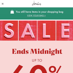 Don’t forget: our up to 60% off Winter Sale ends at midnight