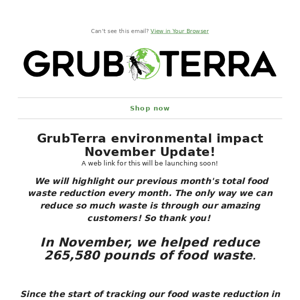 GrubTerra's Environmental Impact in November!