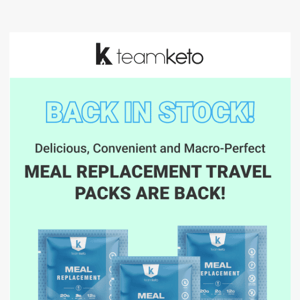 Tasty Meal Replacement Packs Are Back!