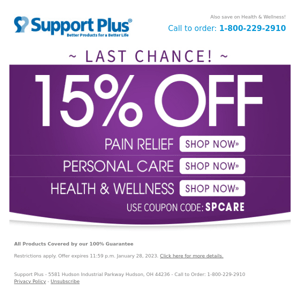 15% Off Personal Care & More:  Last Day