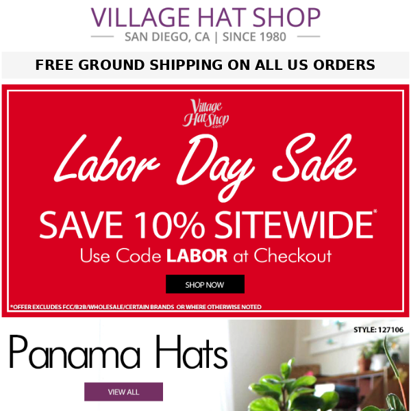 Popular Panama Straw Hats | Save 10% Sitewide Labor Day Sale
