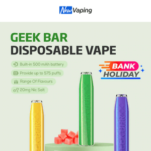 Disposable Deals: £3.99 Geek Bar, £3.99 Geek Bar 0mg, £3.59 Elux Bar, £3.59 MOTI POP, £3.99 Elf Bar600, £15.99 Elf Bar FB1000 Pod Kit!